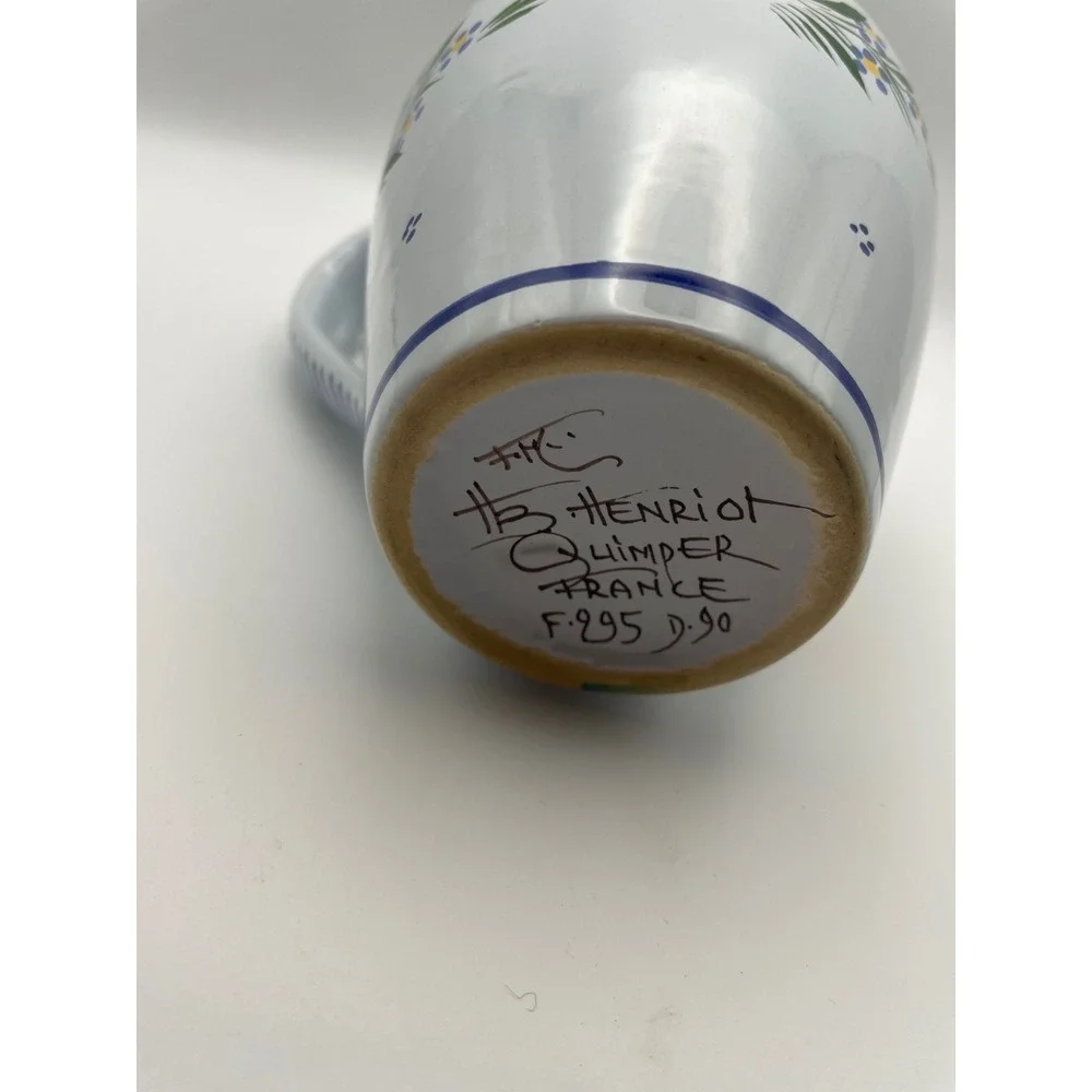 HB Henriot Quimper France Hand Painted Ceramic Bird Pitcher F.295 D.90
